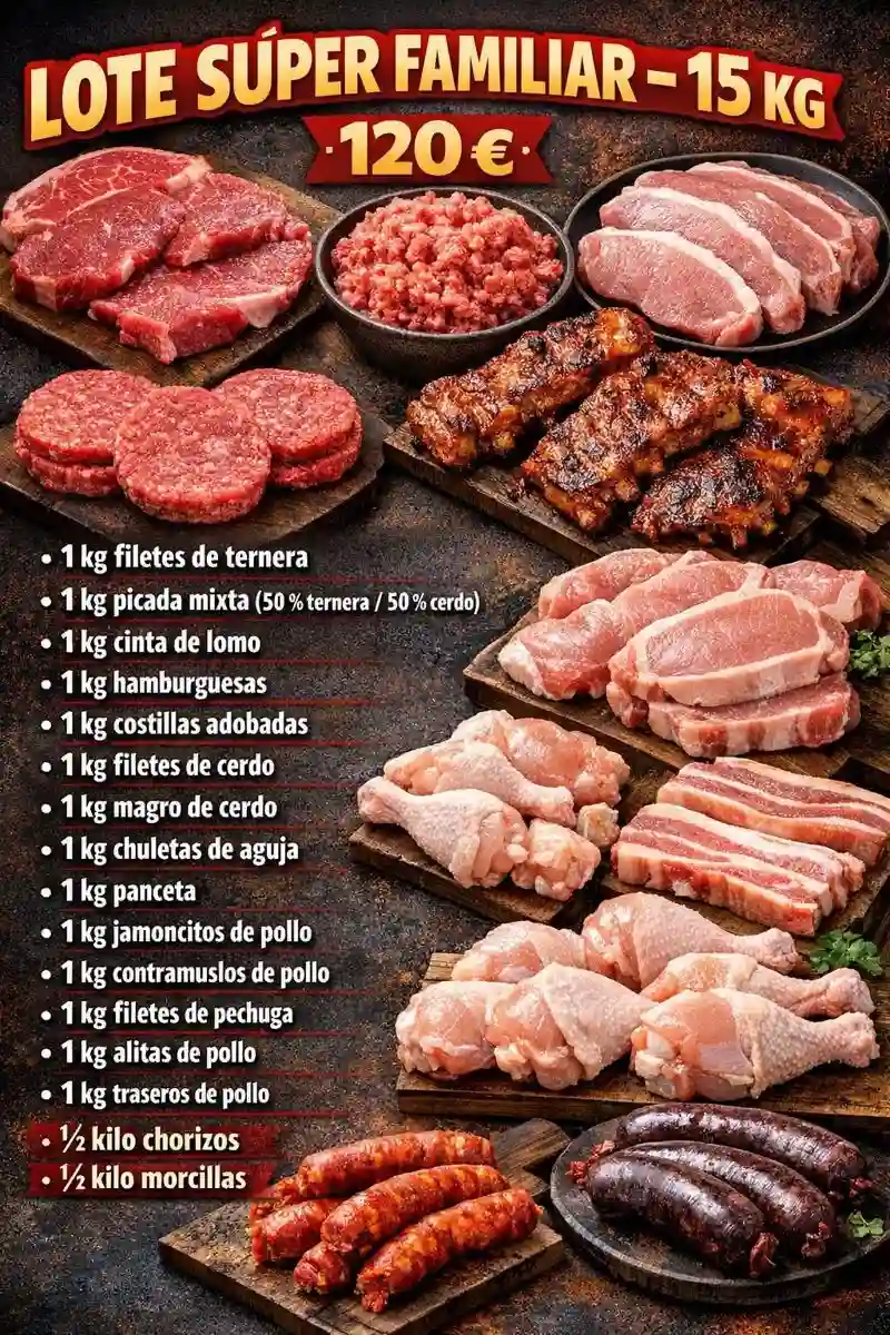 Lote Súper Familiar 15kg - Surtido completo de carnes